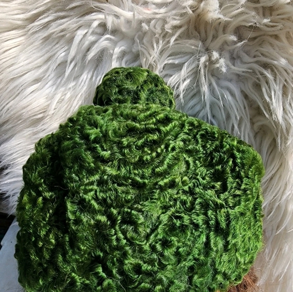 Vintage Mid Century.green Broadtail Hat With Combs - Picture 4 of 8